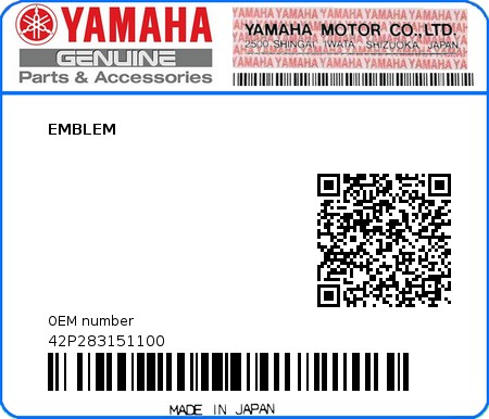 Product image: Yamaha - 42P283151100 - EMBLEM  0