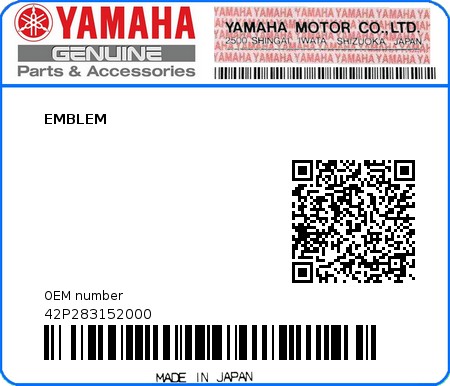 Product image: Yamaha - 42P283152000 - EMBLEM  0