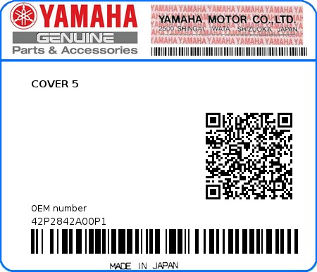 Product image: Yamaha - 42P2842A00P1 - COVER 5  0