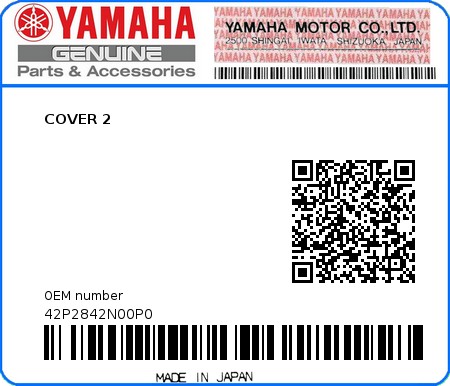 Product image: Yamaha - 42P2842N00P0 - COVER 2 