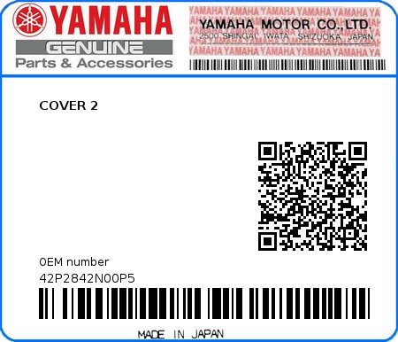 Product image: Yamaha - 42P2842N00P5 - COVER 2 