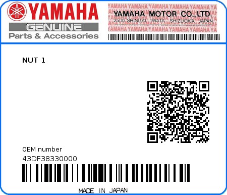 Product image: Yamaha - 43DF38330000 - NUT 1  0