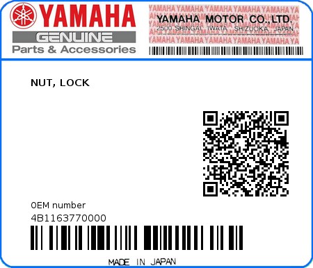 Product image: Yamaha - 4B1163770000 - NUT, LOCK 