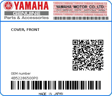 Product image: Yamaha - 4B52286500P0 - COVER, FRONT 