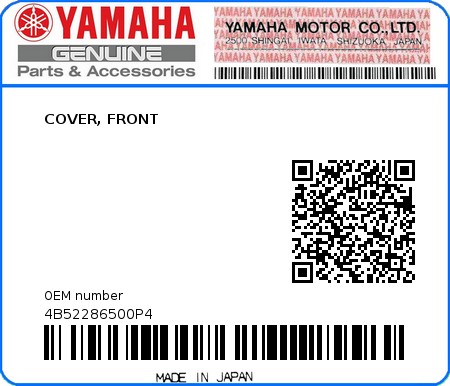 Product image: Yamaha - 4B52286500P4 - COVER, FRONT 