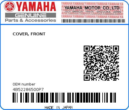 Product image: Yamaha - 4B52286500P7 - COVER, FRONT 