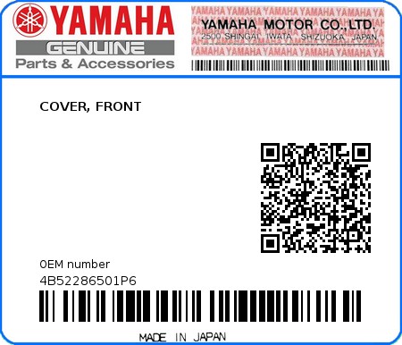 Product image: Yamaha - 4B52286501P6 - COVER, FRONT  0