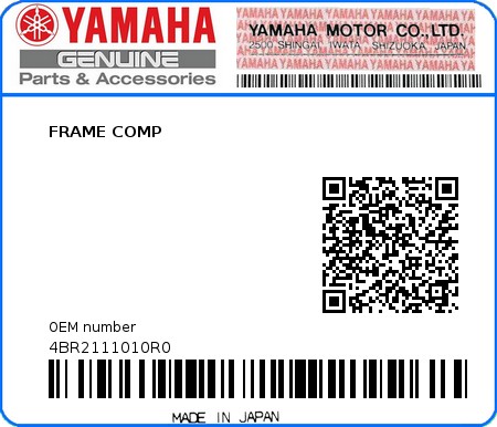 Product image: Yamaha - 4BR2111010R0 - FRAME COMP 