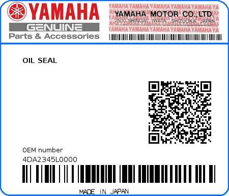 Product image: Yamaha - 4DA2345L0000 - OIL SEAL   0