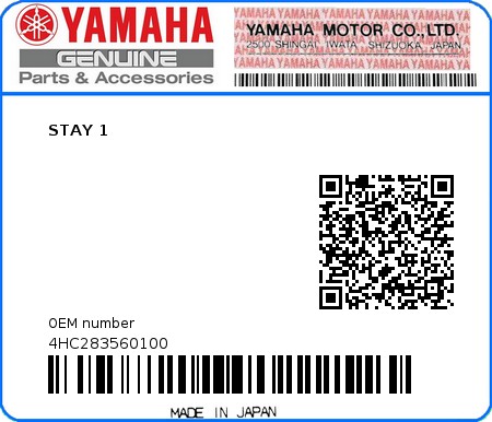 Product image: Yamaha - 4HC283560100 - STAY 1 