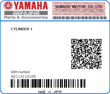 Product image: Yamaha - 4J2113110100 - CYLINDER 1 