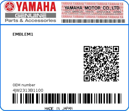 Product image: Yamaha - 4JW2313B1100 - EMBLEM1  0