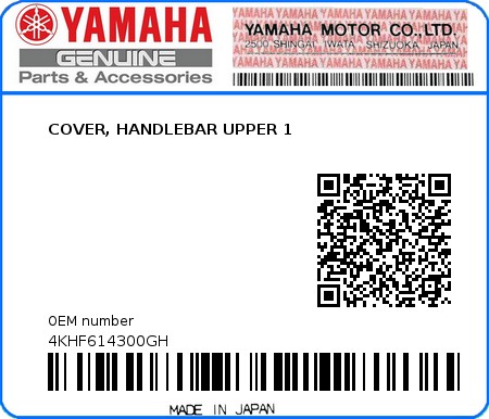 Product image: Yamaha - 4KHF614300GH - COVER, HANDLEBAR UPPER 1  0