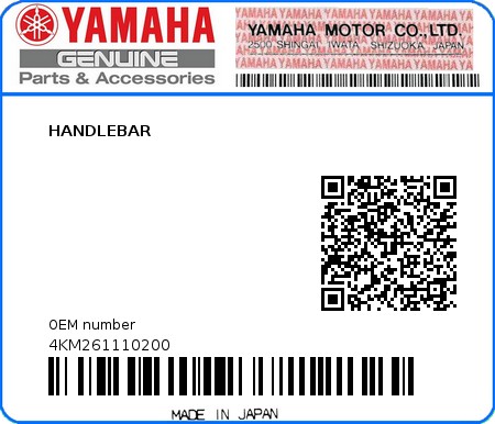 Product image: Yamaha - 4KM261110200 - HANDLEBAR  0