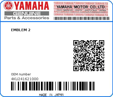 Product image: Yamaha - 4KU241621000 - EMBLEM 2 