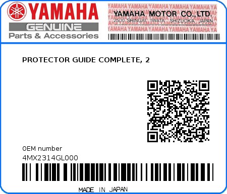 Product image: Yamaha - 4MX2314GL000 - PROTECTOR GUIDE COMPLETE, 2   0