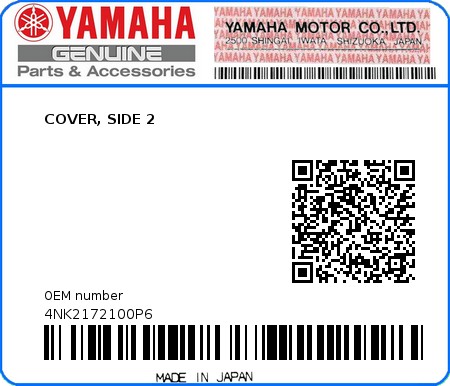 Product image: Yamaha - 4NK2172100P6 - COVER, SIDE 2 