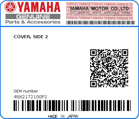 Product image: Yamaha - 4NX2172100P2 - COVER, SIDE 2 