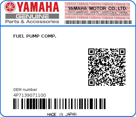 Product image: Yamaha - 4P7139071100 - FUEL PUMP COMP.  0