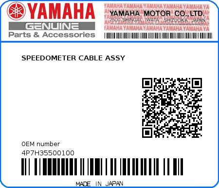 Product image: Yamaha - 4P7H35500100 - SPEEDOMETER CABLE ASSY  0