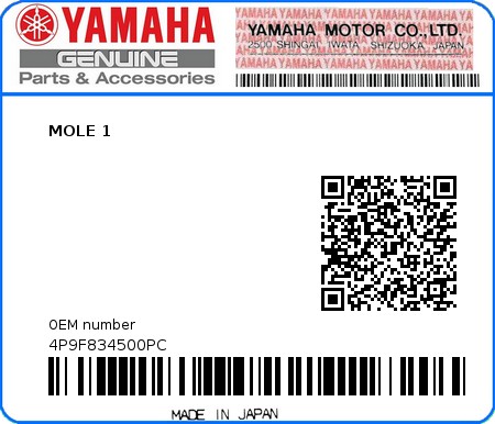 Product image: Yamaha - 4P9F834500PC - MOLE 1 