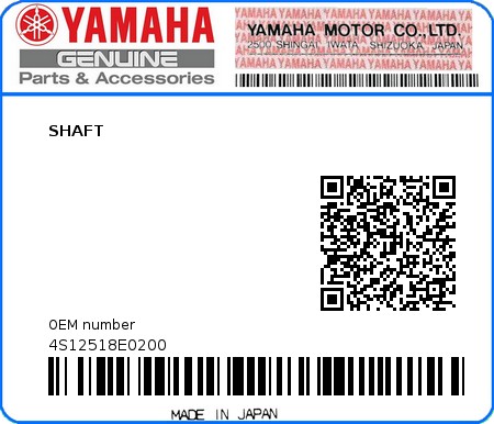 Product image: Yamaha - 4S12518E0200 - SHAFT  0