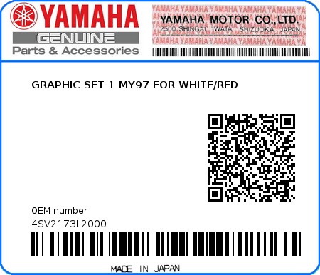 Product image: Yamaha - 4SV2173L2000 - GRAPHIC SET 1 MY97 FOR WHITE/RED 