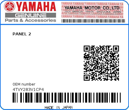 Product image: Yamaha - 4TVY283V1CP4 - PANEL 2 