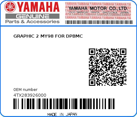 Product image: Yamaha - 4TX283926000 - GRAPHIC 2 MY98 FOR DPBMC  0