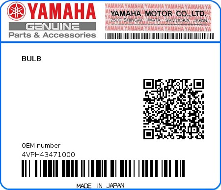 Product image: Yamaha - 4VPH43471000 - BULB 