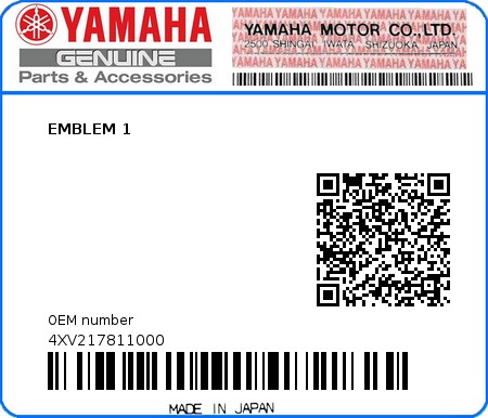 Product image: Yamaha - 4XV217811000 - EMBLEM 1  0