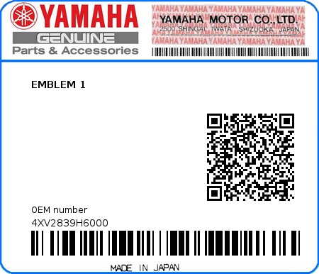 Product image: Yamaha - 4XV2839H6000 - EMBLEM 1 