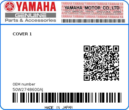 Product image: Yamaha - 50W2748600AJ - COVER 1  0