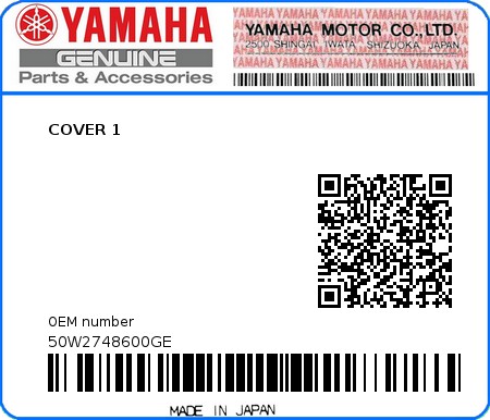 Product image: Yamaha - 50W2748600GE - COVER 1 