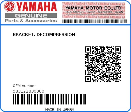 Product image: Yamaha - 583122830000 - BRACKET, DECOMPRESSION  0