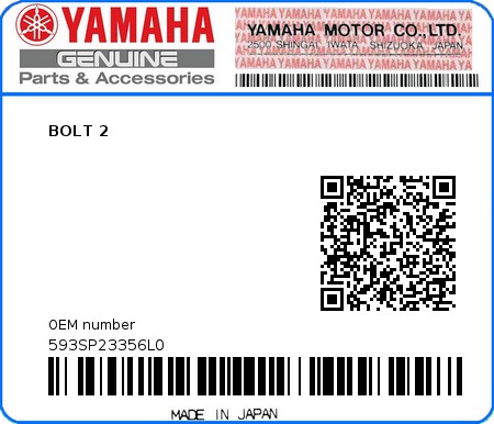 Product image: Yamaha - 593SP23356L0 - BOLT 2   0