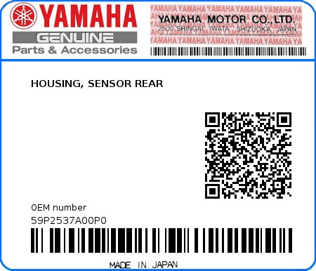 Product image: Yamaha - 59P2537A00P0 - HOUSING, SENSOR REAR 