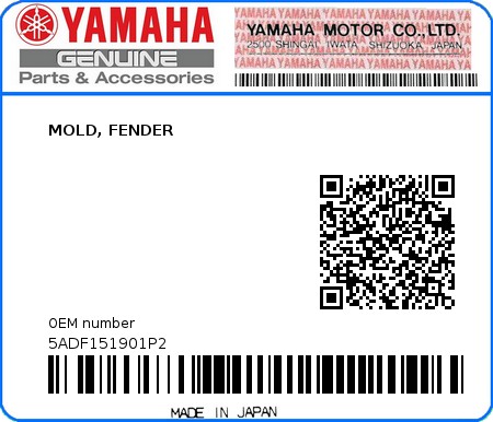 Product image: Yamaha - 5ADF151901P2 - MOLD, FENDER 