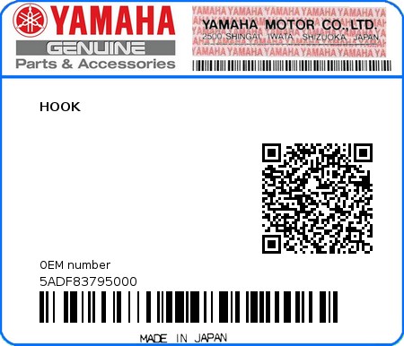 Product image: Yamaha - 5ADF83795000 - HOOK 