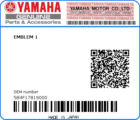 Product image: Yamaha - 5B4F17819000 - EMBLEM 1 