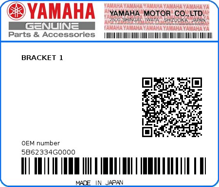 Product image: Yamaha - 5B62334G0000 - BRACKET 1  0