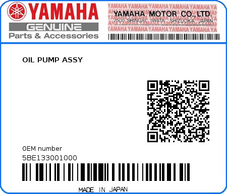 Product image: Yamaha - 5BE133001000 - OIL PUMP ASSY  0