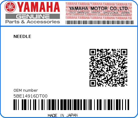 Product image: Yamaha - 5BE14916DT00 - NEEDLE 