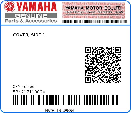 Product image: Yamaha - 5BN21711006M - COVER, SIDE 1 