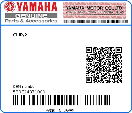 Product image: Yamaha - 5BRE24871000 - CLIP,2 