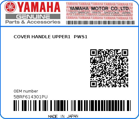 Product image: Yamaha - 5BRF614301PU - COVER HANDLE UPPER1  PWS1 