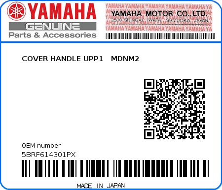 Product image: Yamaha - 5BRF614301PX - COVER HANDLE UPP1   MDNM2 