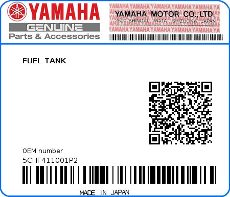 Product image: Yamaha - 5CHF411001P2 - FUEL TANK   0