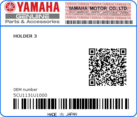 Product image: Yamaha - 5CU1131U1000 - HOLDER 3  0