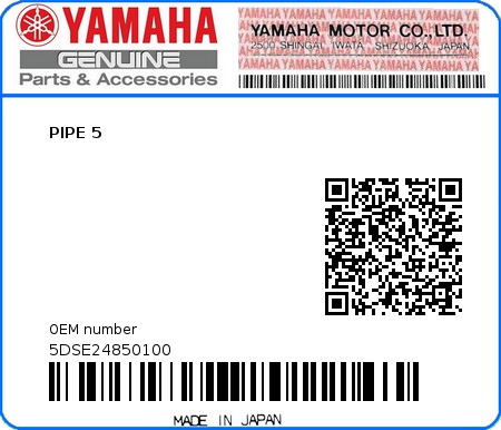 Product image: Yamaha - 5DSE24850100 - PIPE 5 